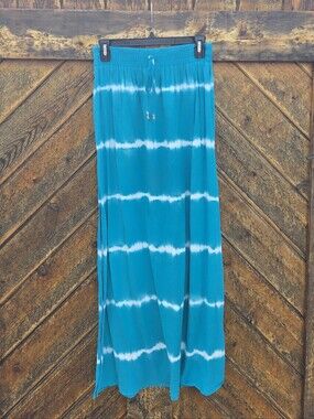 A. Byer Turquoise & White Stripe Maxi Skirt